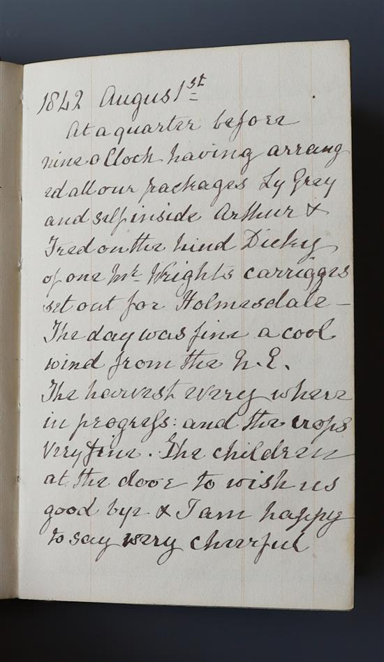 An anonymous mid 19th century manuscript relating to a tour of Hampshire in August 1842, ink on lined ledger